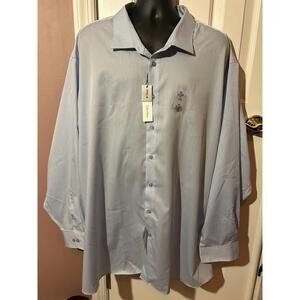 Calvin Klein Button Down Dress Shirt Size 5X Large Tall 22 37/38 Light Blue